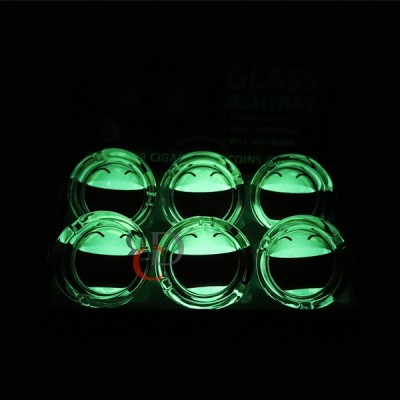 GLOW IN DARK GLASS ASHTRAY 6CT/ DISPLAY - BIG SMILEY FACE